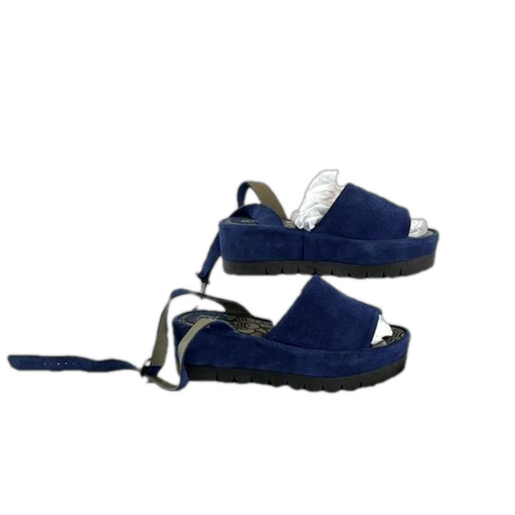 Fly London Shoes - Fly London Royal Blue Suede Sandals w/ Long-Length Strap